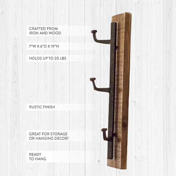Rustic Industrial Vertical Wall Hook