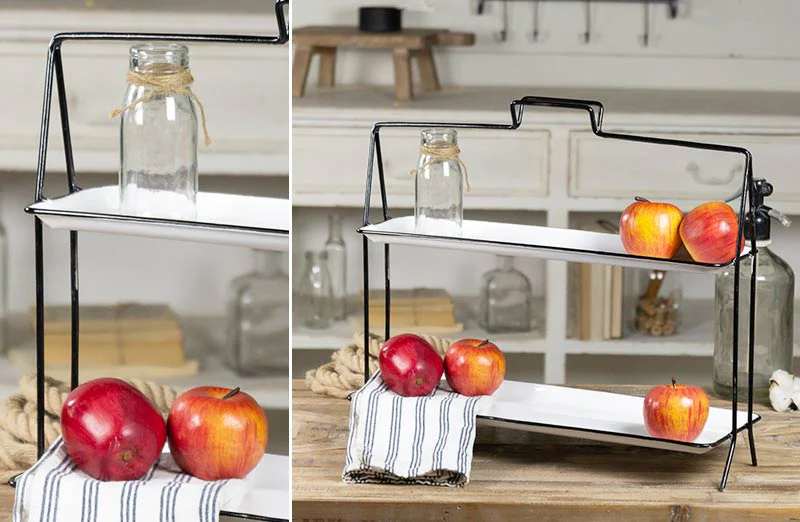 Enamelware Two Tiered Stand
