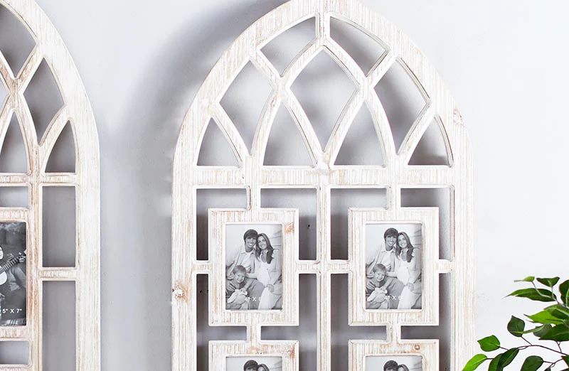 Whitewashed Arched Photo Frame