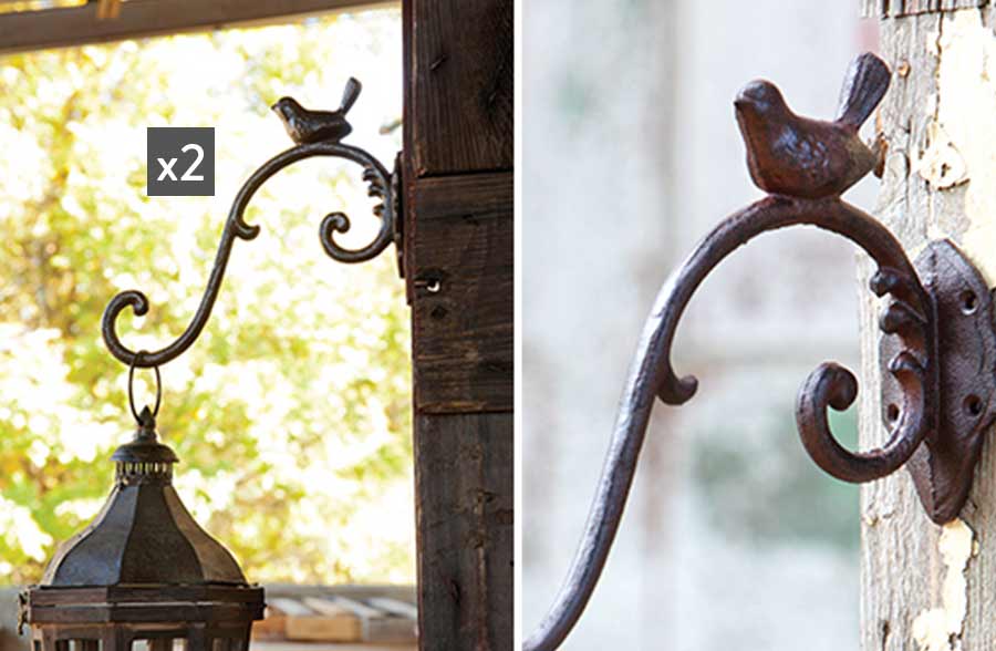 LARGE Cast Iron Bird Hook Set Of 2