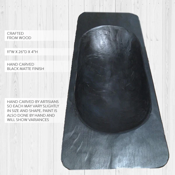 Hand Carved Matte Black Dough Bowl