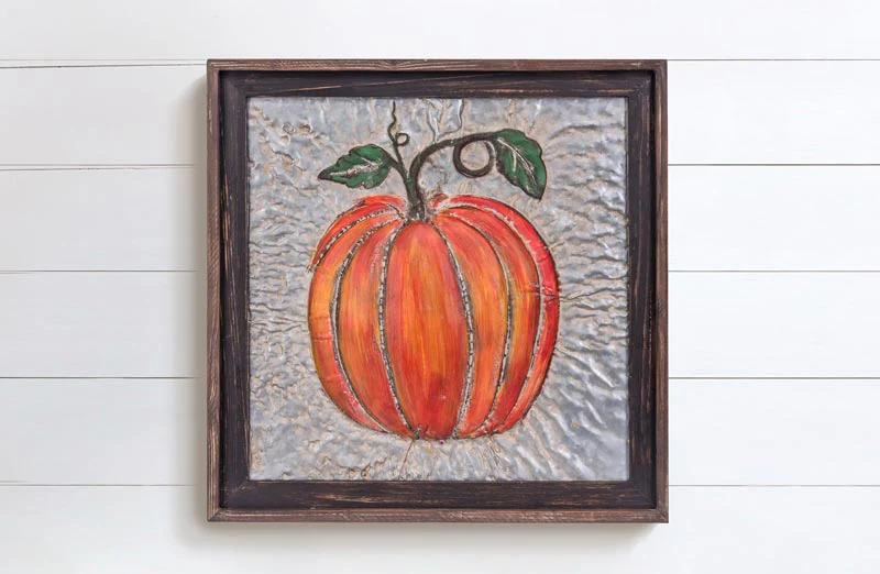 *HUGE* Embossed Framed Pumpkin Wall Decor
