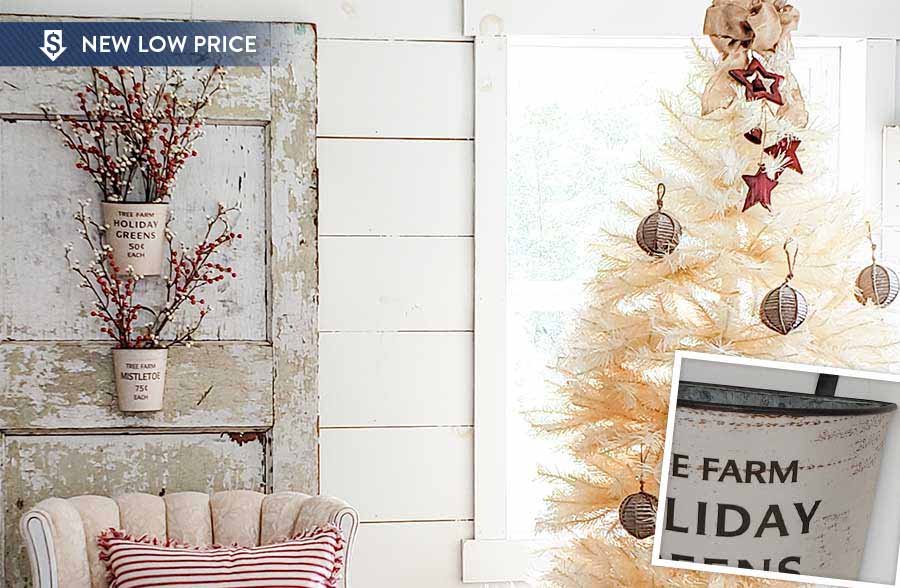 Tree Farm Bucket Wall Planters, Set of 2