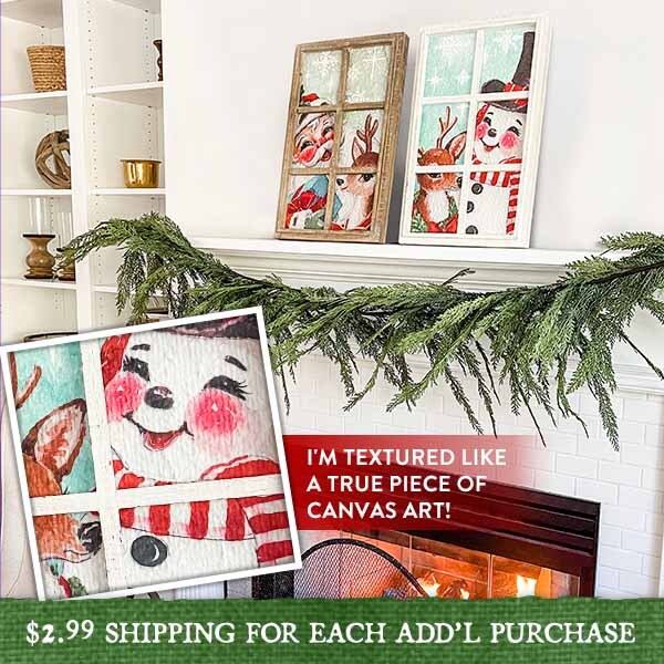 Nostalgic Holiday Scene Canvas Window Frame, Pick Your Style
