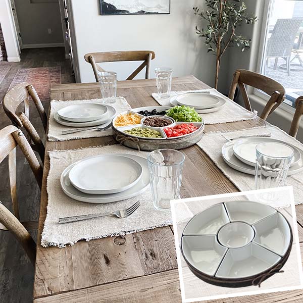 Ceramic 6 Section Dip Server with Metal Tray