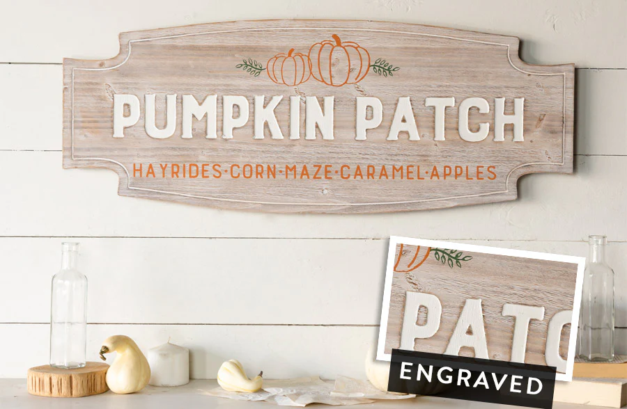Engraved Wooden Pumpkin Patch Sign