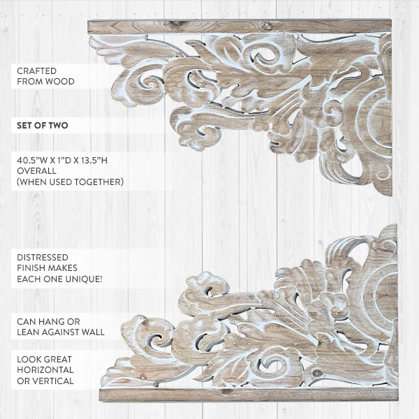 2 Piece Distressed Scroll Wall Decor
