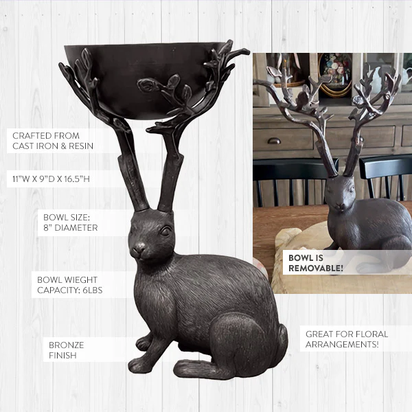 Bronze Bunny Decor with Bowl | Brilliant Centerpiece Collection