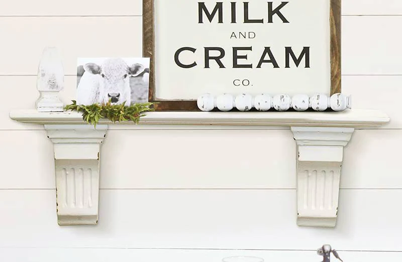 Antique White Wooden Corbel Shelf