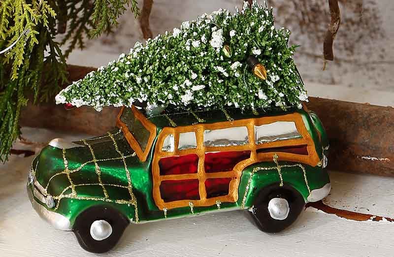 Red and Green Truck Ornaments  Set of 2