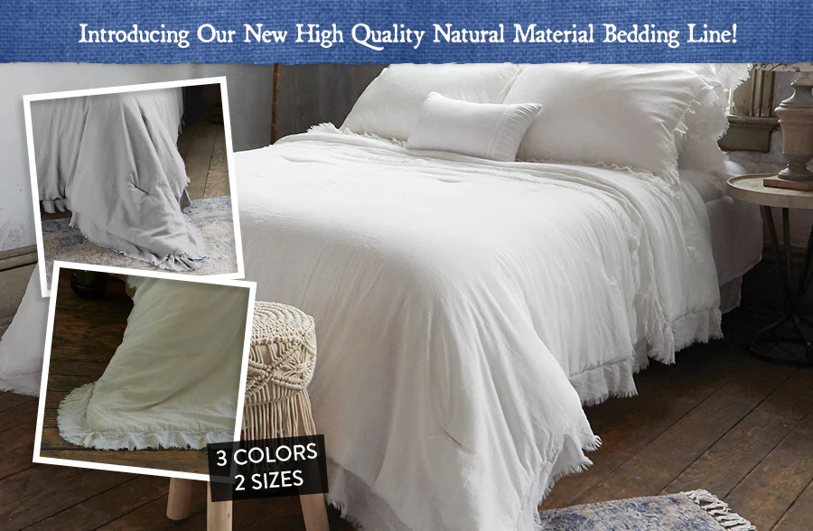 Frayed Edge Comforter 3 Piece Set, Pick Your Color/Size