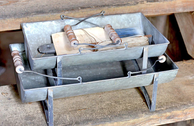 Wood Handled Table Troughs  Set of 2