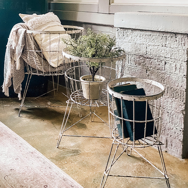 Chippy Cottage Wire Storage Baskets, Set of 3