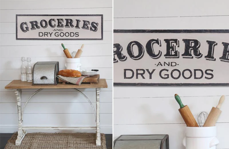 *HUGE* Vintage Enamel Groceries Sign