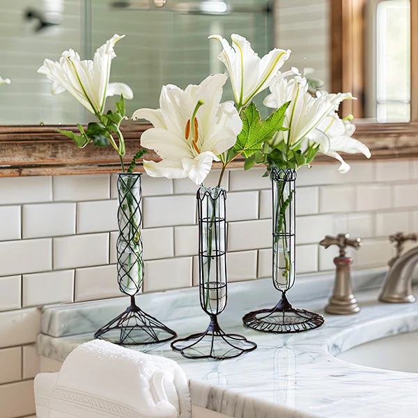 Decorative Wire Wrapped Bud Glass Vases, Set of 3