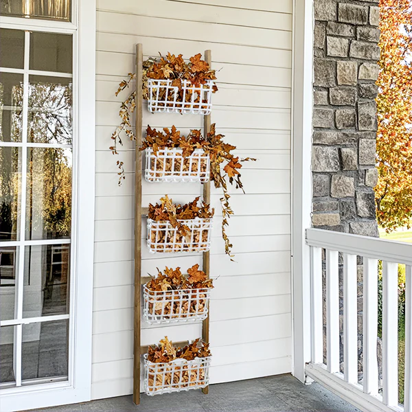 Wooden Ladder With Baskets
