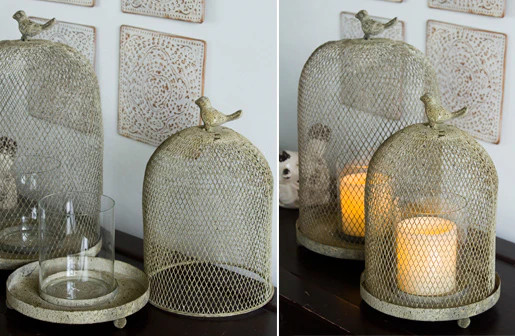 Metal Bird Cloche Set Of 2