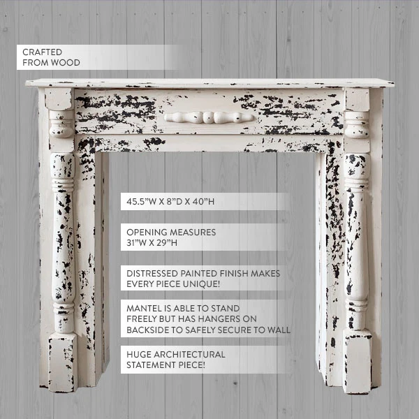 Extreme Distressing Whitewashed Mantel | DES Exclusive