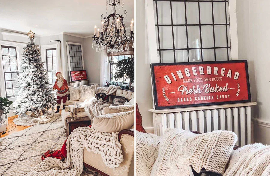 Red Wooden Planked Gingerbread Sign