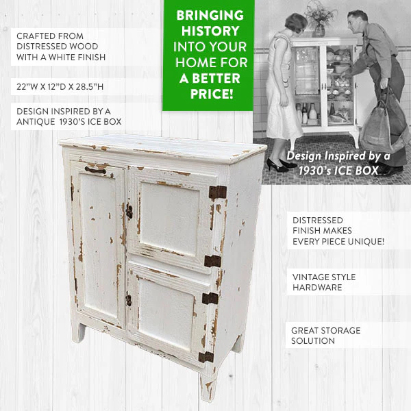 Antique-Inspired Wooden Ice Chest, DES Exclusive