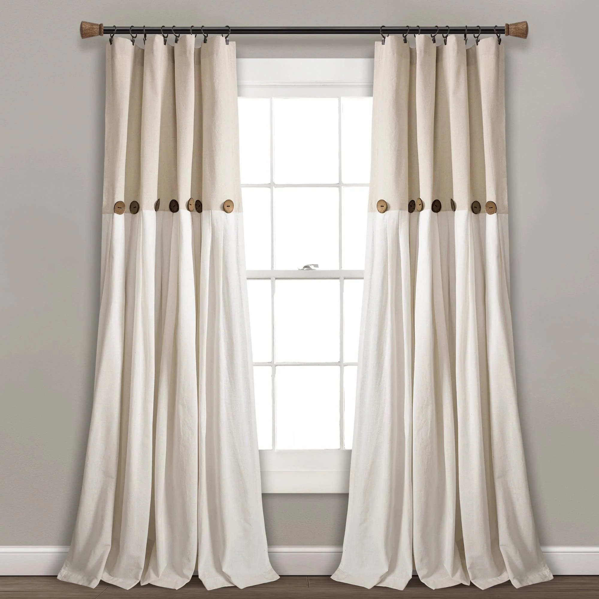 Linen Button Window Curtain Panel