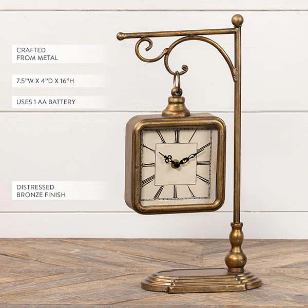 Hanging Bronze Roman Numeral Table Clock