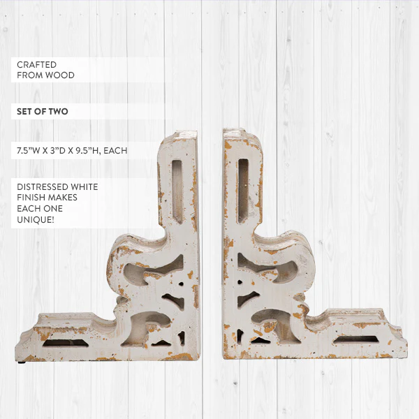 Distressed Corbel Bookends, Set of 2