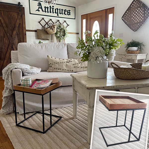 Wooden Top Sofa Side Table
