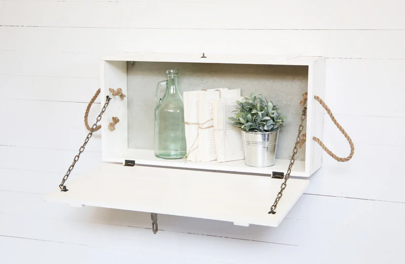 *HUGE* White Washed Wooden Box Shelf