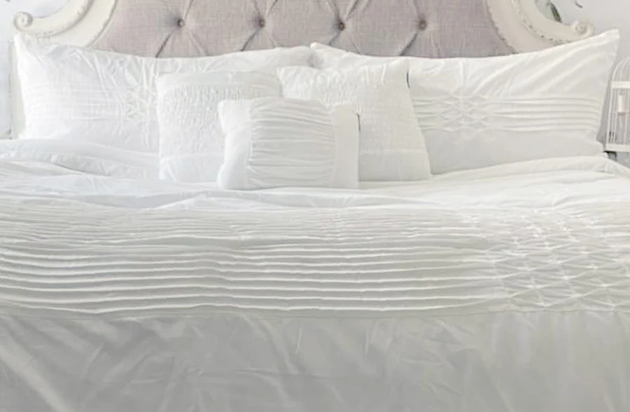 White Ruching Bedding, Pick Your Size