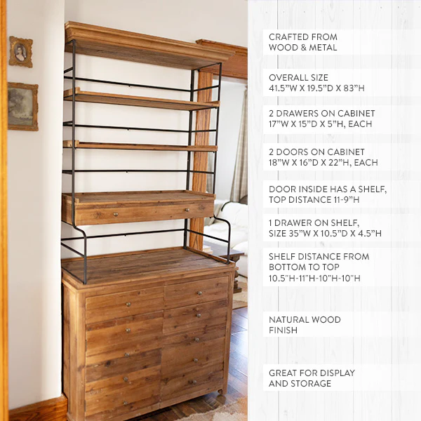 Old Pine Baker's Rack with Cabinet