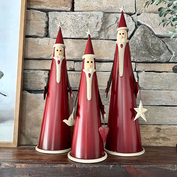 Antique Inspired Cone Santas, Set of 3