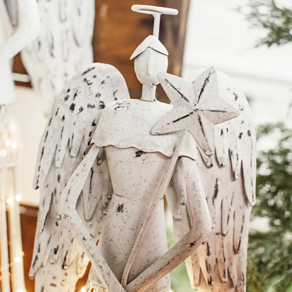 Pre-Lit Antiqued Angel Statues, Set of 2