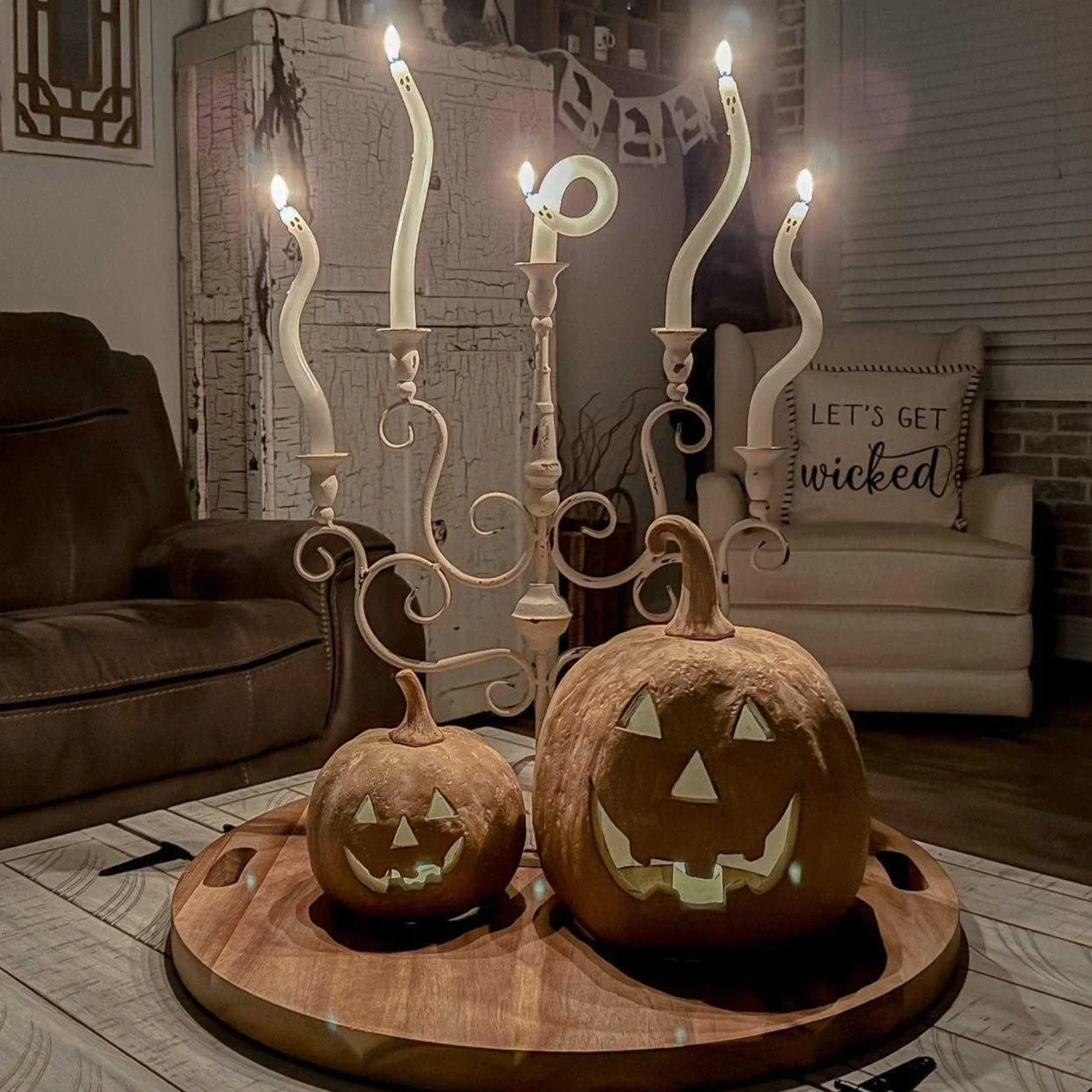 Distressed Scrollwork Candelabra