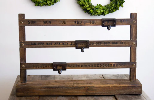 *HUGE* Vintage Wood Perpetual Calendar