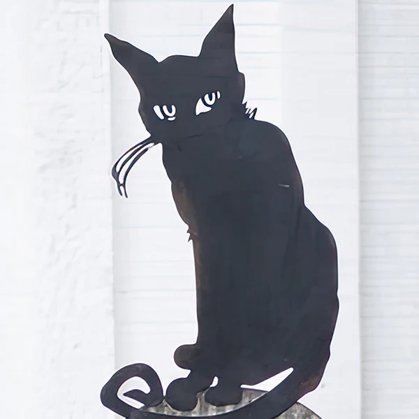 Stacked Pumpkins with Cat Yard Stake