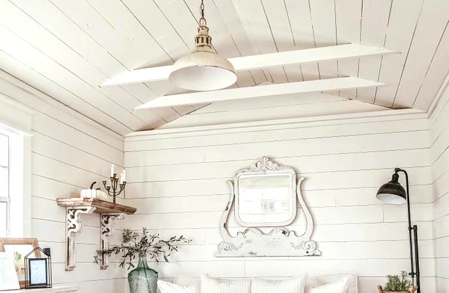Distressed White Barn Pendant Light