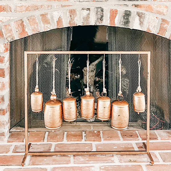 7 Metal Christmas Bells on Stand