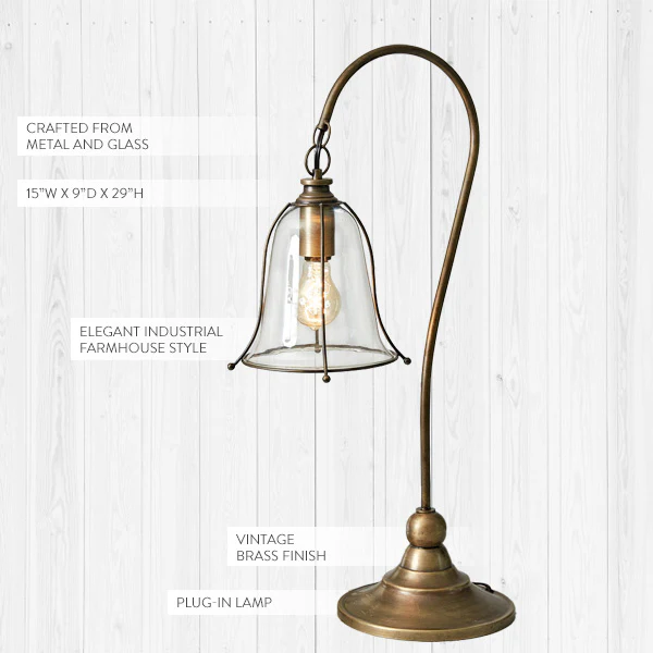 Antique Gooseneck Brass Finish Lamp