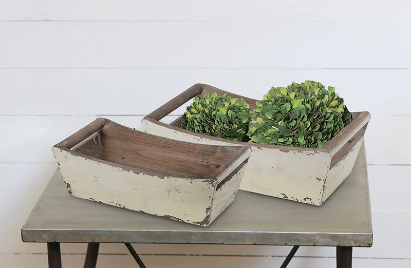 Distressed Wooden Trays Set Of 2