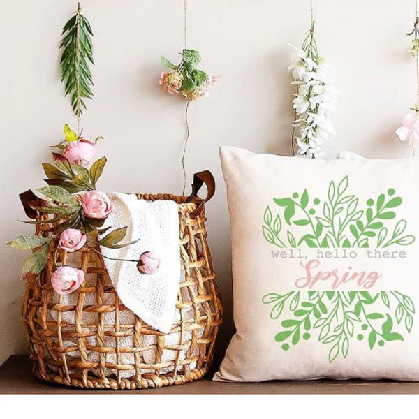 Natural Hyacinth Baskets with Leather-like Handles, Set of 2