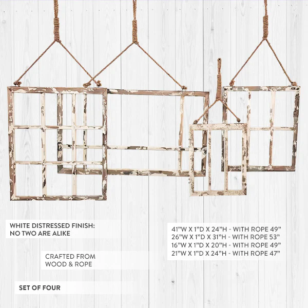 HUGE Distressed Wooden Hanging Window Frames