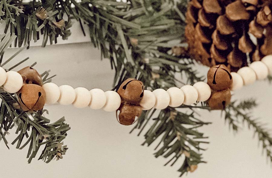 72 Inch Wooden Beaded Garland with Bells | Handmade in the USA