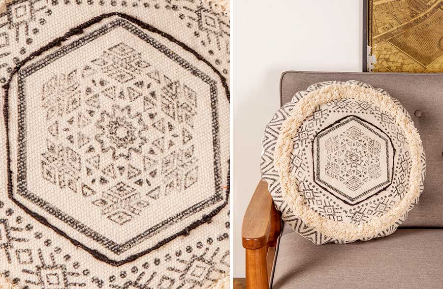 Knitted Pattern Cotton Cushion Pouf