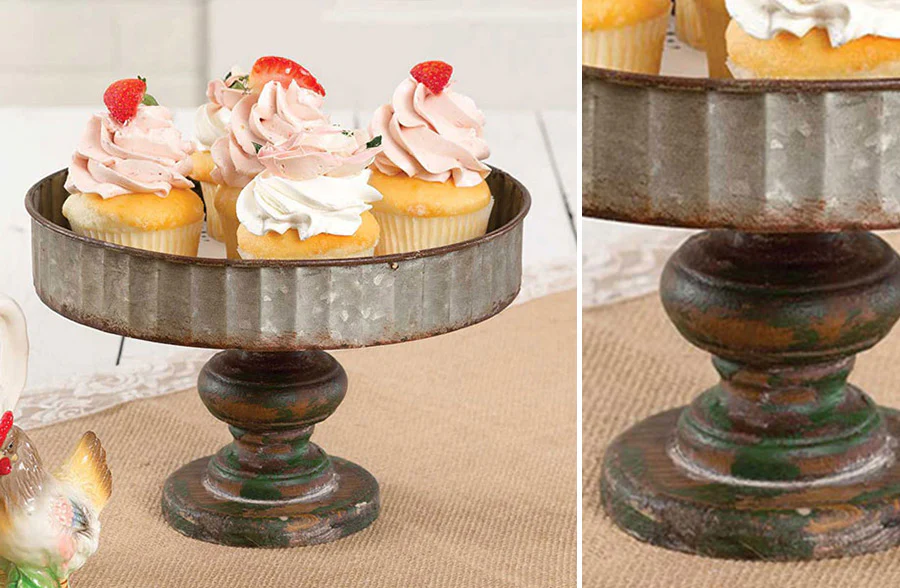 Corrugated Galvanized Metal and Wood Stand