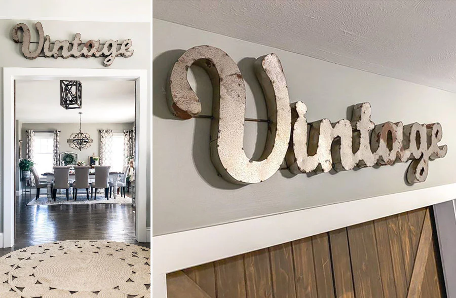 HUGE Distressed Metal 3-D Vintage sign