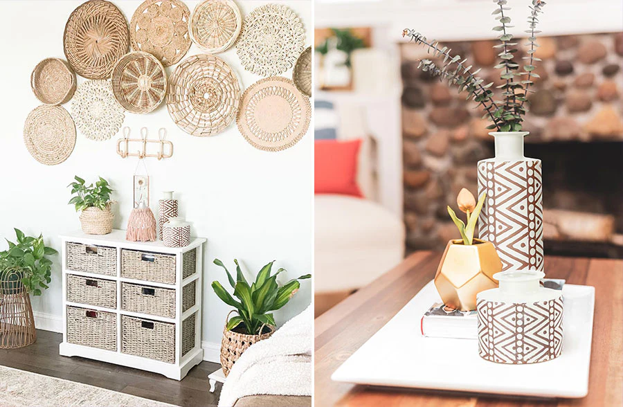 Tribal Print Porcelain Vases, Set of 2