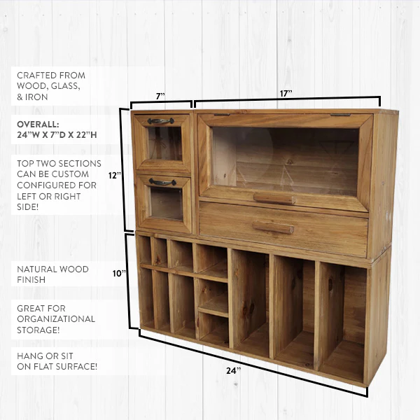 Wooden Organizer Cubby Unit | Vintage Farmhouse