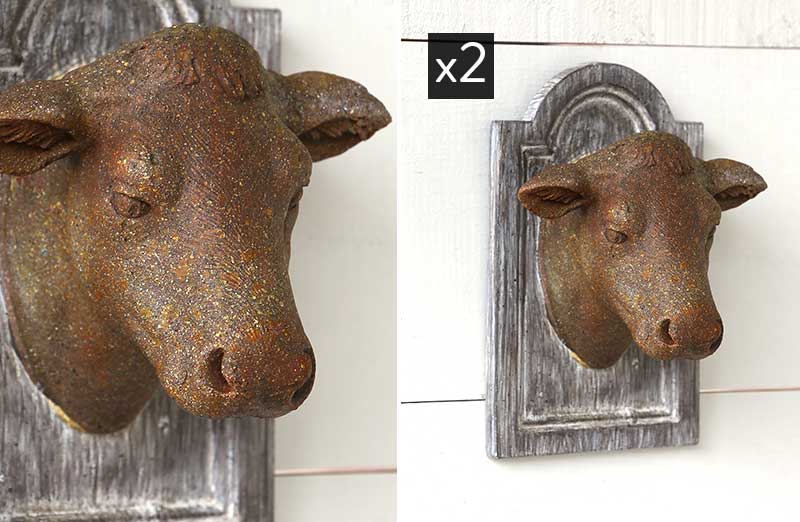 Petite Cow Head Plaques Set of 2