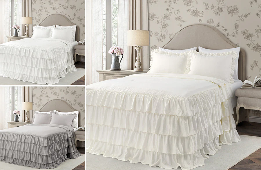Ruffle Skirt Bedspread Set, Pick Your Color/Size